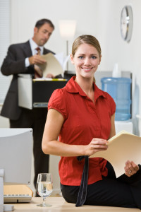 Businesswoman holding file folder